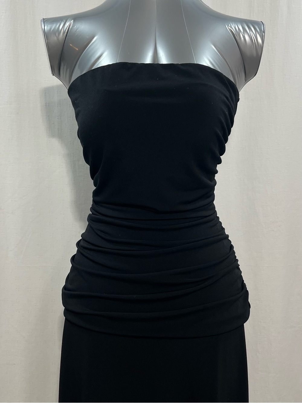 Newport News Black Strapless Ruched Maxi Dress Formal Evening Gown chic 1730